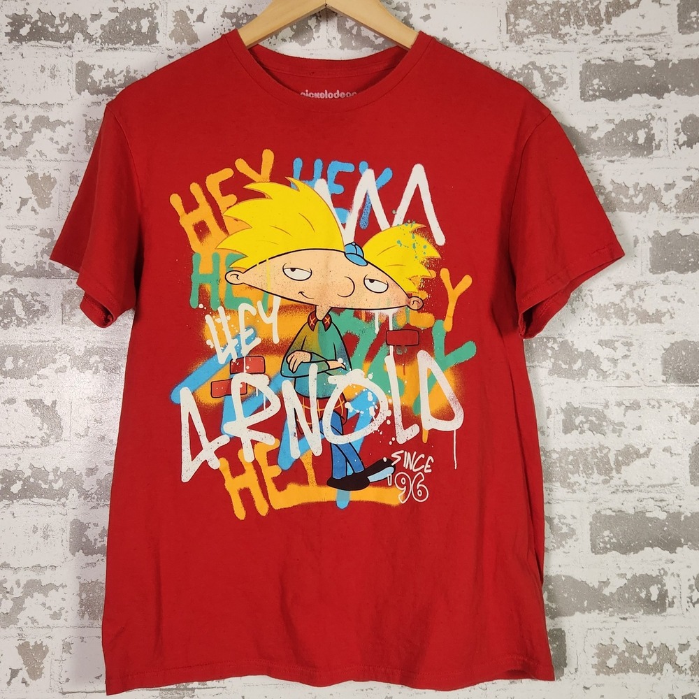 Nickelodeon Hey Arnold Red Graphic T-Shirt Mens M Short Sleeve Graffiti Since 96